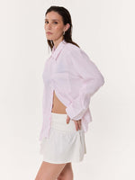 Load image into Gallery viewer, Light Pink Pinstriped Oversized Cropped Shirt