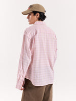 Load image into Gallery viewer, Light Pink &amp; Green Seersucker Cropped Shirt