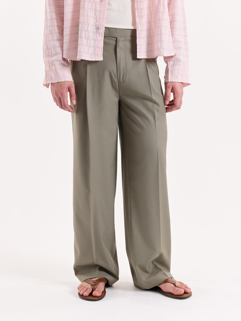 Light Sage Baggy Fit Trousers
