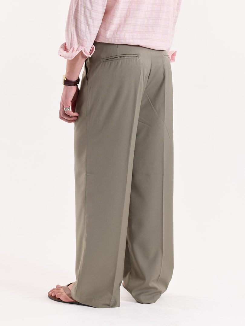 Light Sage Baggy Fit Trousers