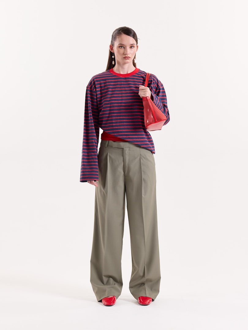 Light Sage Baggy Fit Trousers