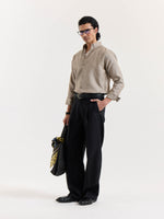 Load image into Gallery viewer, Light Taupe Striped Irish Linen Shirt