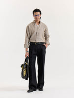 Load image into Gallery viewer, Light Taupe Striped Irish Linen Shirt