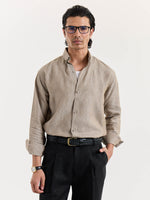 Load image into Gallery viewer, Light Taupe Striped Irish Linen Shirt