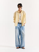 Load image into Gallery viewer, Light Yellow Linen Cropped Shirt
