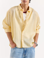 Load image into Gallery viewer, Light Yellow Linen Cropped Shirt