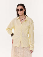 Load image into Gallery viewer, Light Yellow Oversized Cropped Shirt