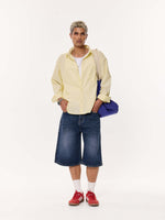 Load image into Gallery viewer, Light Yellow Oversized Cropped Shirt