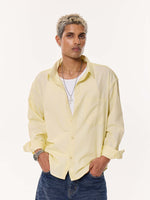 Load image into Gallery viewer, Light Yellow Oversized Cropped Shirt