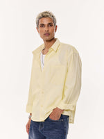 Load image into Gallery viewer, Light Yellow Oversized Cropped Shirt