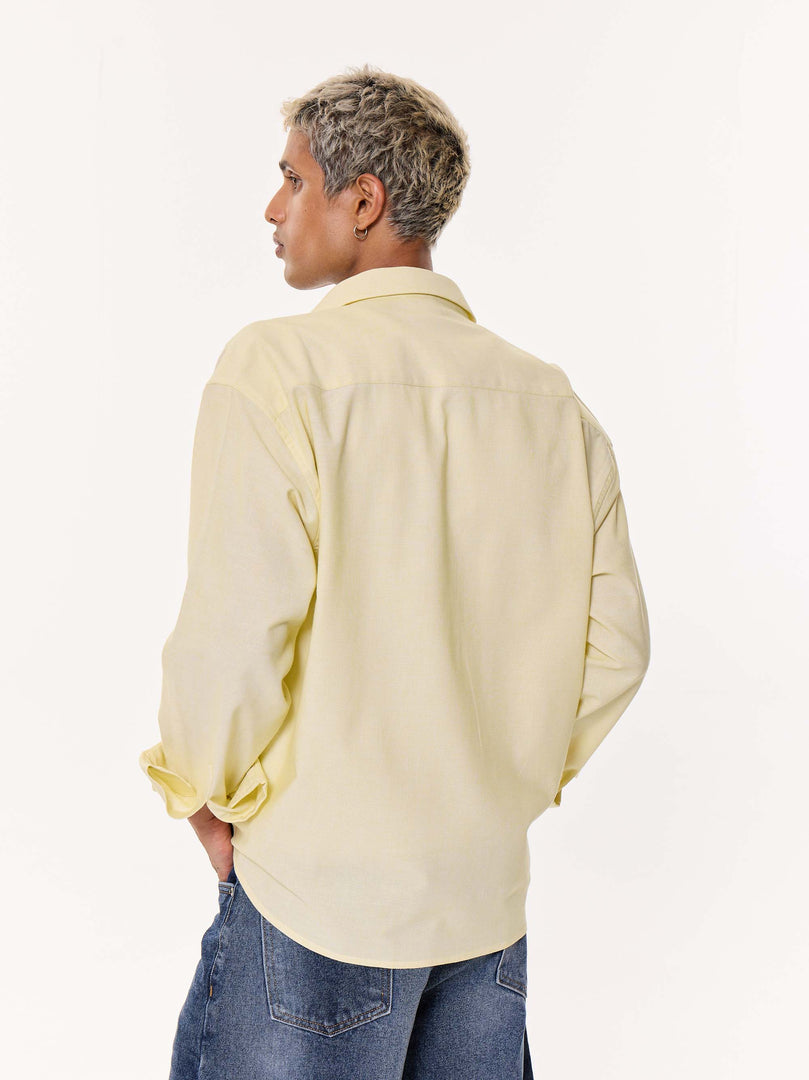 Light Yellow Oversized Cropped Shirt