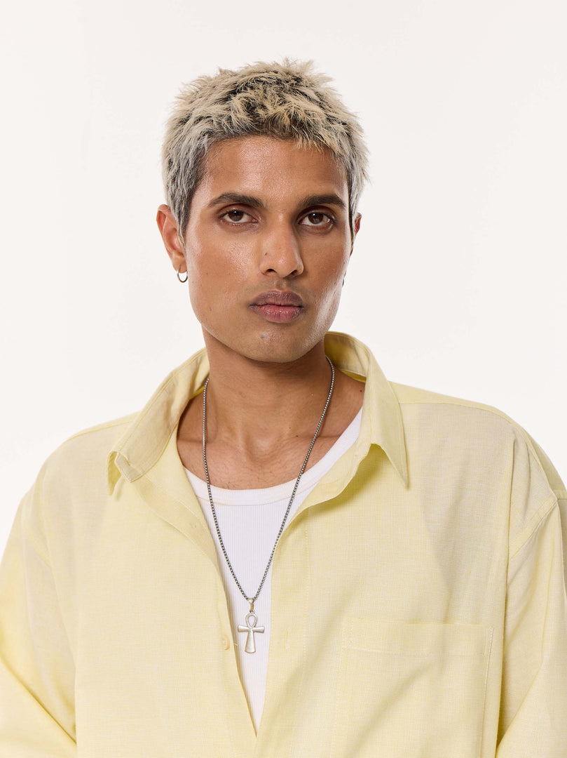 Light Yellow Oversized Cropped Shirt
