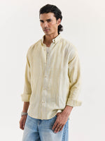 Load image into Gallery viewer, Light Yellow Textured Irish Linen Shirt