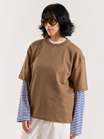 Load image into Gallery viewer, Light Brown Loose Fit Cropped T-Shirt