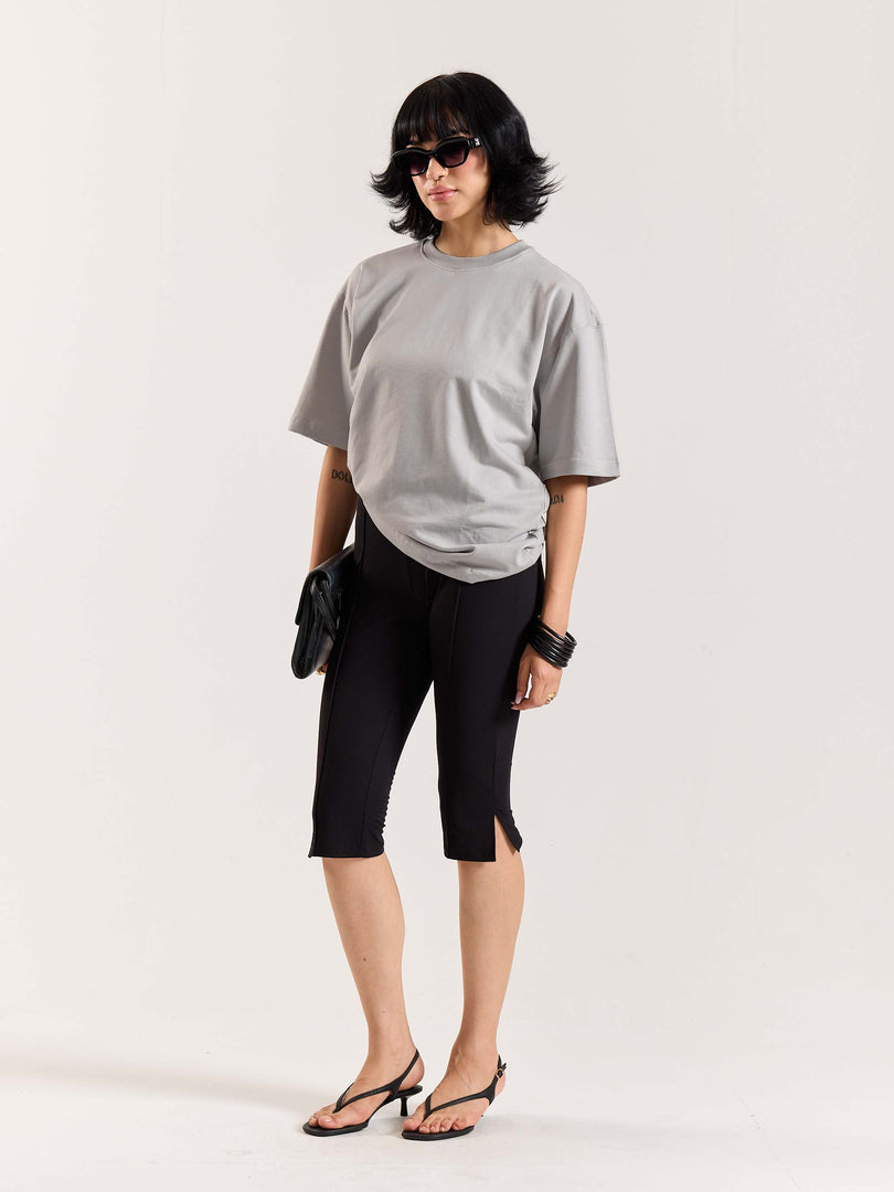 Light Grey Loose Fit Cropped T-Shirt