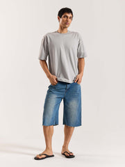 Light Grey Loose Fit Cropped T-Shirt
