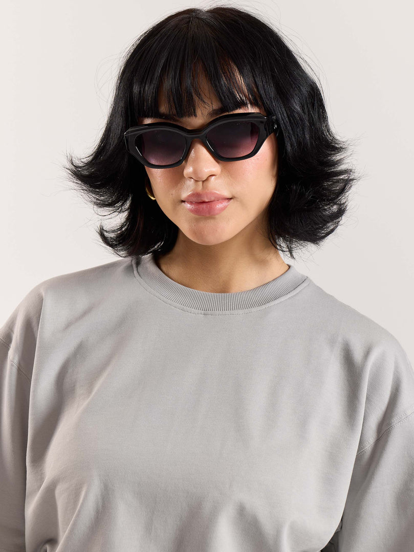 Light Grey Loose Fit Cropped T-Shirt