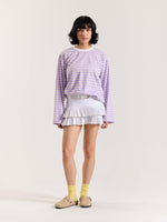 Load image into Gallery viewer, Lilac Striped Loose Fit Cropped T-Shirt