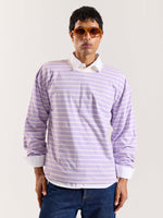 Load image into Gallery viewer, Lilac Striped Loose Fit Cropped T-Shirt