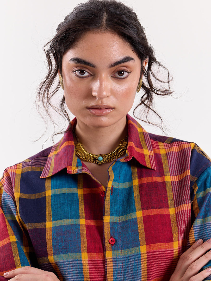 Madras Plaid Checkered Cropped Shirt