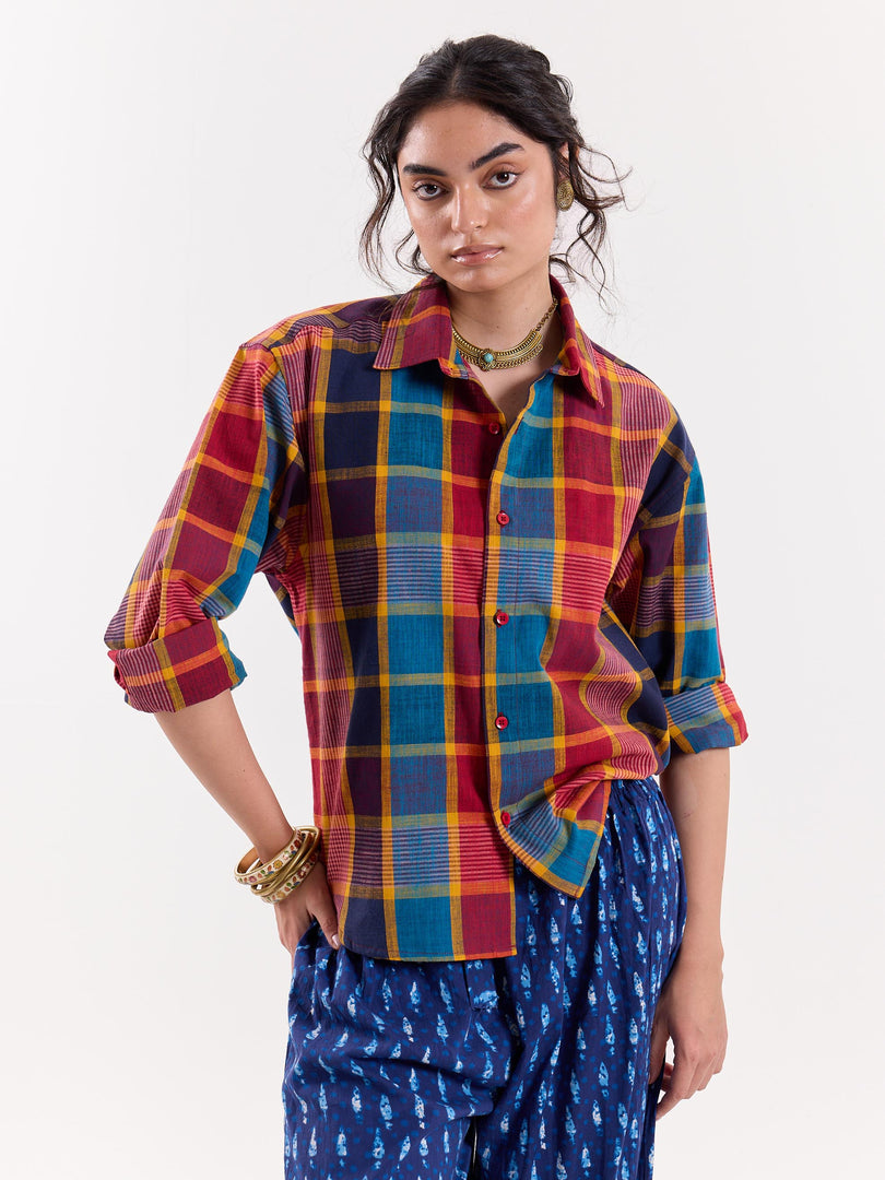 Madras Plaid Checkered Cropped Shirt