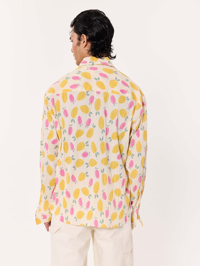Mango Berry Crinkled Cropped Shirt