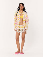 Mango Berry Crinkled Cropped Shirt