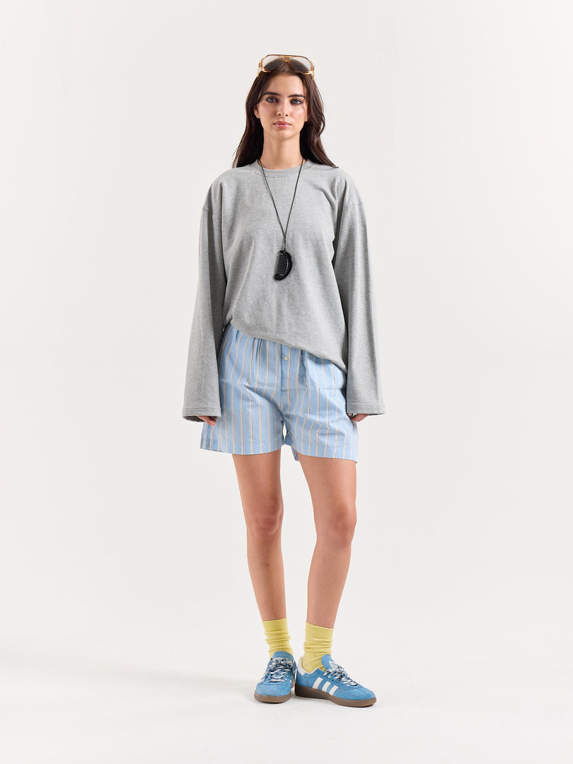 Marl Grey Loose Fit Cropped T-Shirt