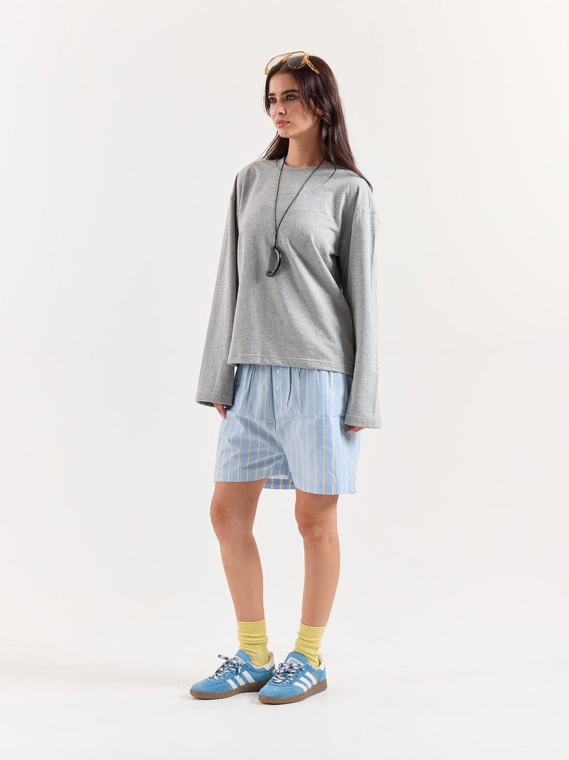 Marl Grey Loose Fit Cropped T-Shirt