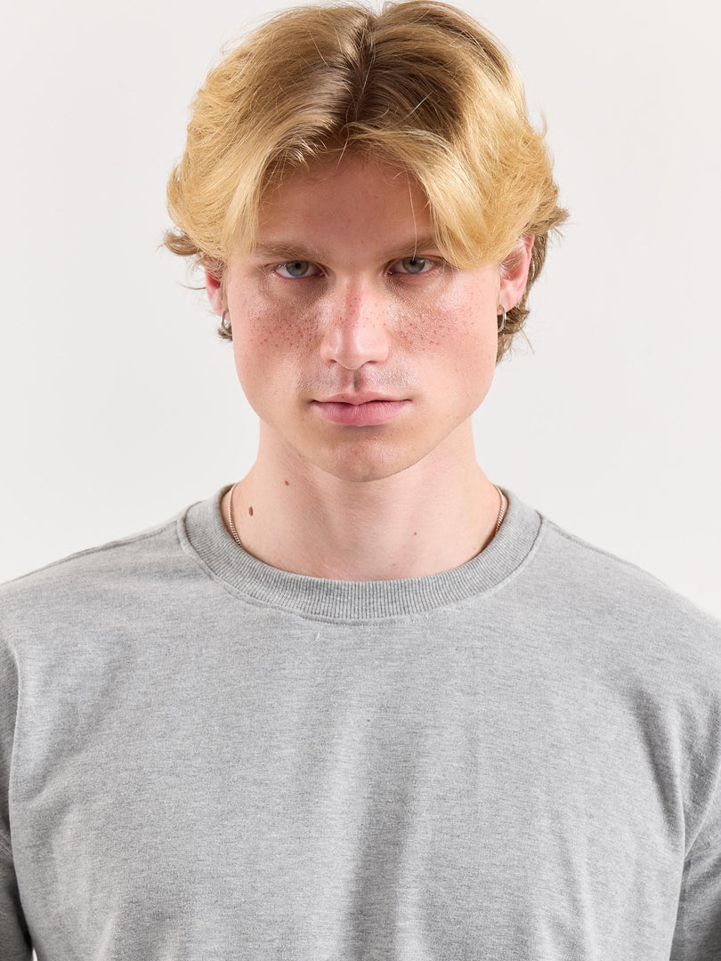 Marl Grey Loose Fit Cropped T-Shirt