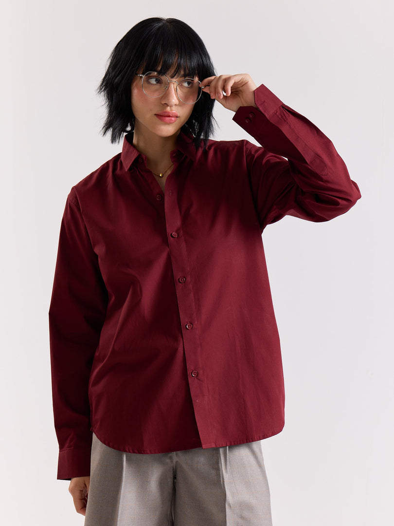 Maroon Poplin Shirt