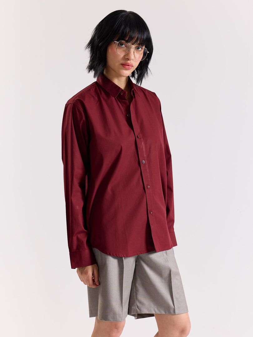 Maroon Poplin Shirt