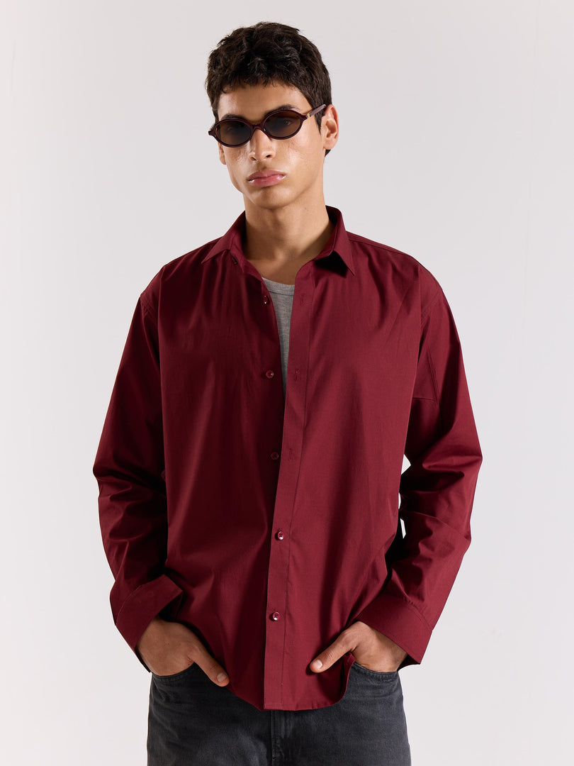 Maroon Poplin Shirt