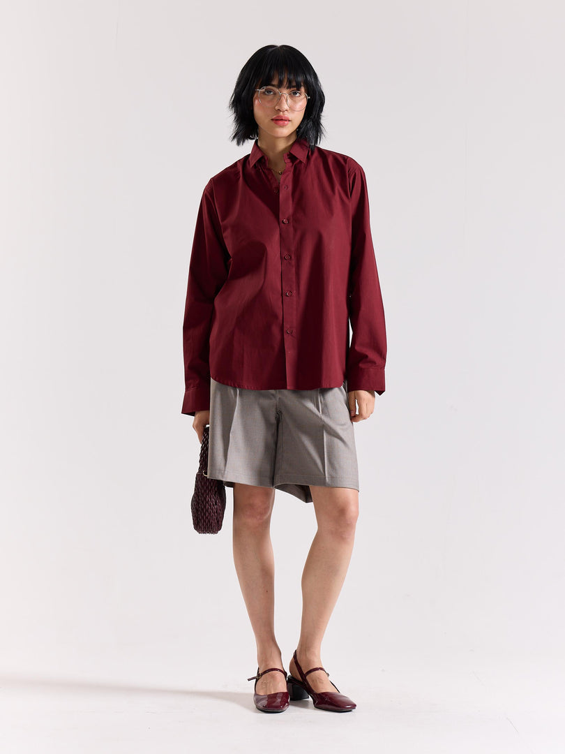 Maroon Poplin Shirt