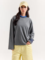 Load image into Gallery viewer, Melange Grey Loose Fit Cropped T-Shirt