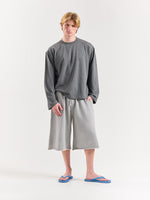 Load image into Gallery viewer, Melange Grey Loose Fit Cropped T-Shirt