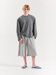 Melange Grey Loose Fit Cropped T-Shirt