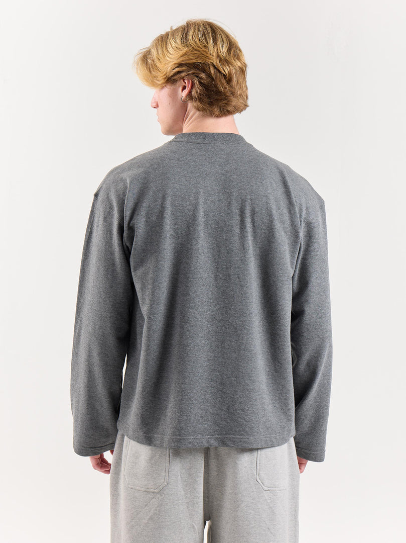 Melange Grey Loose Fit Cropped T-Shirt