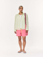 Load image into Gallery viewer, Melon Green Striped Oversized Cropped Shirt