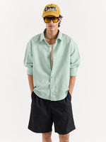 Load image into Gallery viewer, Mint Green Linen Cropped Shirt