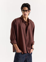 Load image into Gallery viewer, Mocha Brown Linen Cropped Shirt
