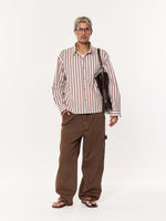 Load image into Gallery viewer, Mocha Striped Oversized Cropped Shirt