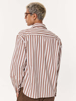 Load image into Gallery viewer, Mocha Striped Oversized Cropped Shirt