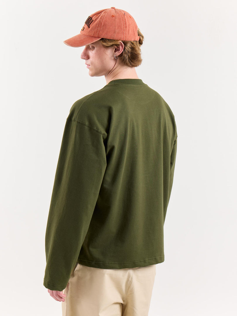 Moss Green Loose Fit Cropped T-Shirt