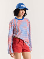 Load image into Gallery viewer, Multicolour Striped Loose Fit Cropped T-Shirt