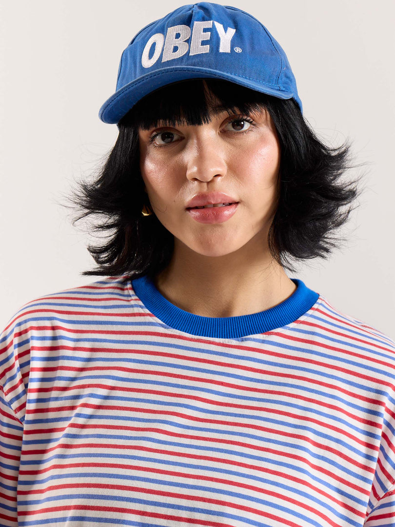 Multicolour Striped Loose Fit Cropped T-Shirt