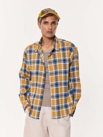 Load image into Gallery viewer, Mustard Yellow Multichecked Oversized Cropped Shirt