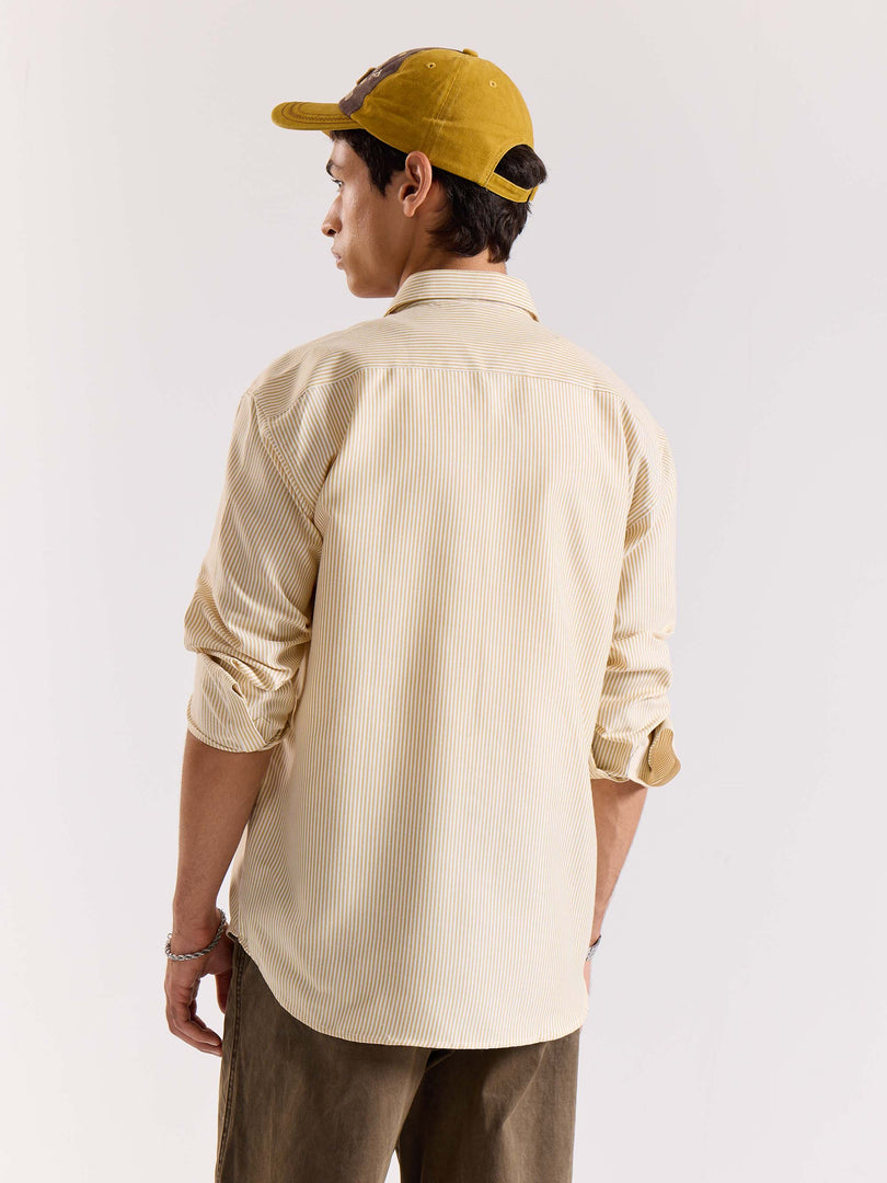 Relaxed Fit Mustard Striped Shirt