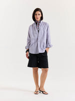 Load image into Gallery viewer, Lavender Grey Chambray Linen Shirt