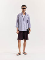 Load image into Gallery viewer, Lavender Grey Chambray Linen Shirt